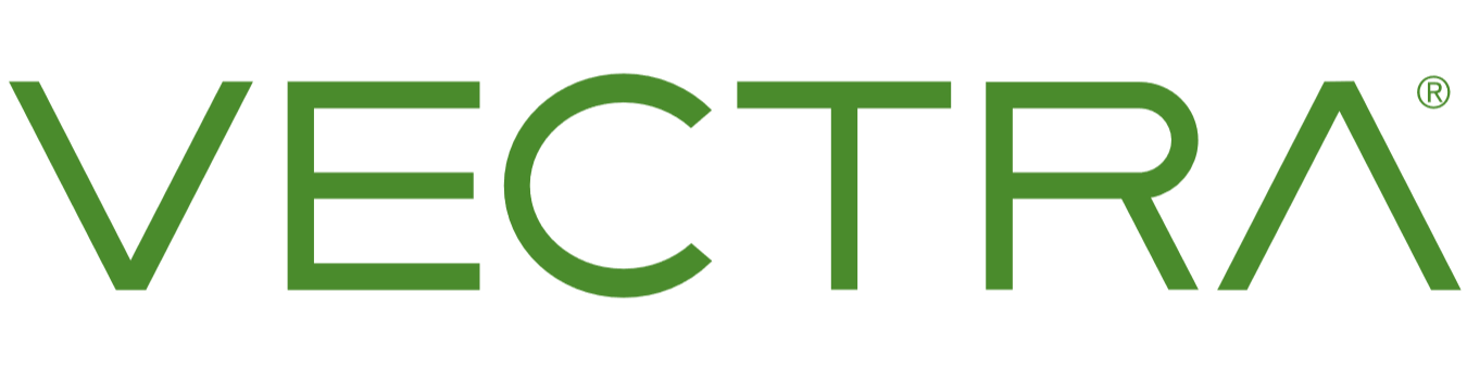 Vectra logo in green color on a black background.